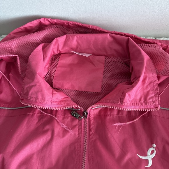 Breast Cancer Awareness Pink Hooded Windbreaker XL Outdoors Feminine Athleisure - Picture 6 of 16